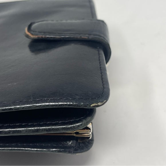 Coach Bifold Wallet Black Leather Women's 10 Slots & Kisslock Coin Area Vintage - Picture 8 of 16